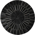 Sn Alef Home Round Designer Rug for Living Room | Handcrafted Black & White Boho Floor Carpet | Modern Ethnic Circular Mat for Home Décor & Meditation Space (Black_8x8)