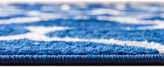 Rugs.com Lattice Frieze Collection Rug – 4' Square Navy Blue Medium Rug Perfect for Living Rooms, Kitchens, Entryways