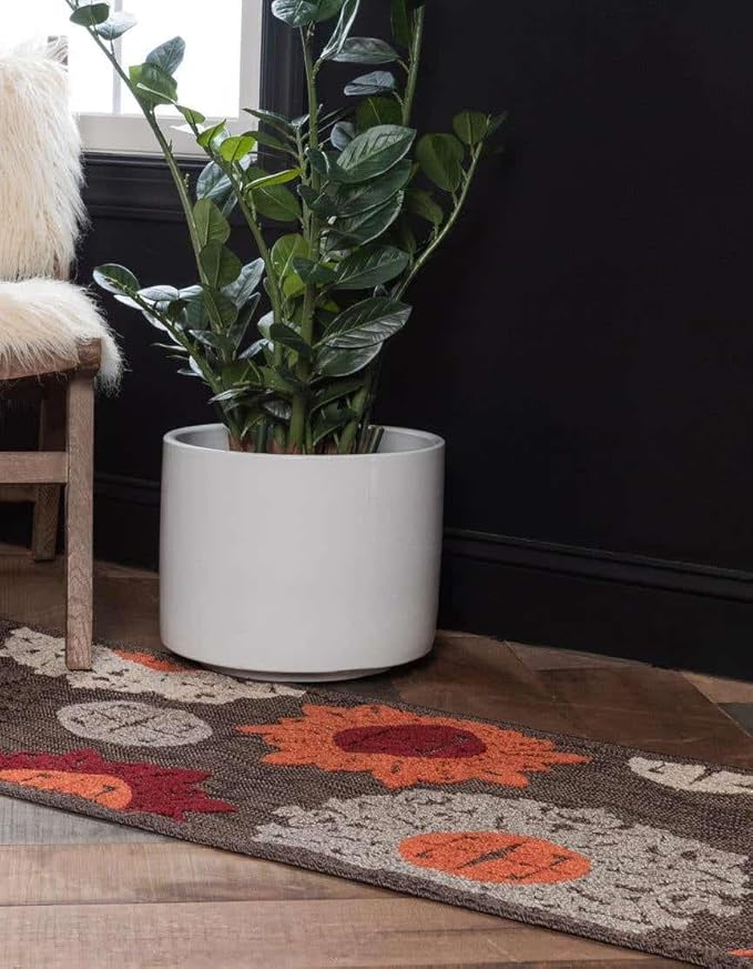 Unique Loom Outdoor Modern Collection Area Rug - Chicago (2' 7" x 10' Runner Brown/Orange)