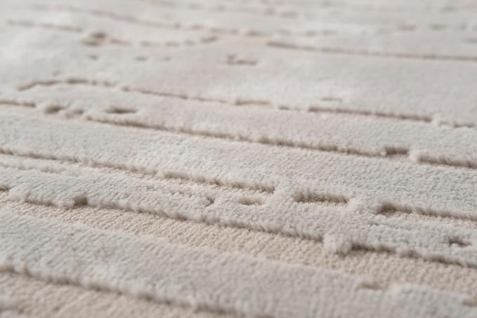 Revival Rugs Ebb 7'10"x10' Washable Area Rug for Living Room Bedroom - 100% Recycled Oeko-TEX Certified, Medium Pile, Taupe