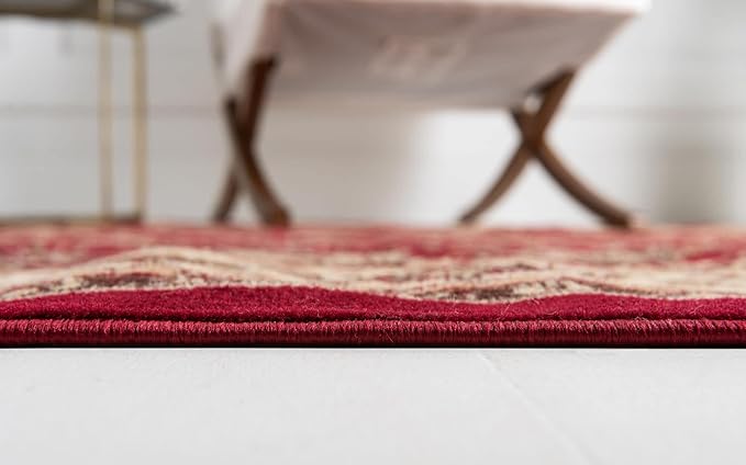 Unique Loom Sialk Hill Collection Area Rug - Washington (5' x 8' Oval Burgundy/Cream)