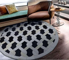 Geometric Lattice Area Rug – Modern Designer Pattern Carpet for Living Room, Bedroom & Office – Anti-Slip Soft Decorative Rug – Contemporary Floor Mat for Stylish Home Décor(Round-9x9)