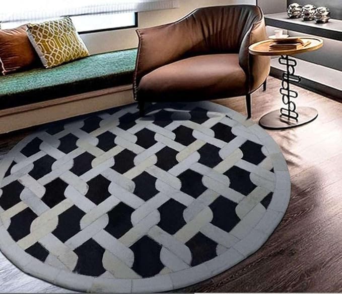 Geometric Lattice Area Rug – Modern Designer Pattern Carpet for Living Room, Bedroom & Office – Anti-Slip Soft Decorative Rug – Contemporary Floor Mat for Stylish Home Décor(Round-9x9)