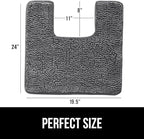 GORILLA GRIP Plush Absorbent Shaggy Chenille Bath Rug Mat for Square Toilet Base with Rubber Backing, Machine Washable Rugs, Soft Microfiber Contour Mats for Toilets, Bathroom Decor, Grey