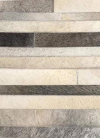 4x6 Cowhide Leather Rug, Modern Stripes Design, Dark Grey Area Rug for Living Room & Home Decor
