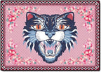 Cartoon Animal Pattern Area Rug Cute Cat Luxury Floral Decor for Carpet Farmhouse Bedroom Living Room Rugs Bathroom Kitchen Runner Mat Indoor Outdoor Non Slip Doormat 3' X 3'