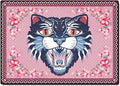 Cartoon Animal Pattern Area Rug Cute Cat Luxury Floral Decor for Carpet Farmhouse Bedroom Living Room Rugs Bathroom Kitchen Runner Mat Indoor Outdoor Non Slip Doormat 2.6' X 6.5'