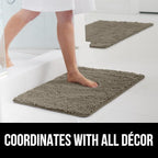 GORILLA GRIP Bath Rug Mat 30x20, Thick Soft Absorbent Chenille, Quick Dry Microfiber Mats, Rubber Backing Washable Shower Floor Rugs, US Designed Bathroom Bathmat Home Decor Accessories, Latte