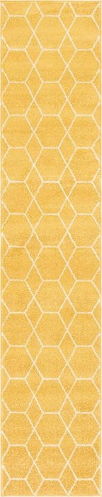 Unique Loom Trellis Frieze Collection Area Rug - Geometric (2' x 10' Runner, Yellow/ Ivory)