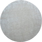 Hand Knotted Loom Wool ECO-Friendly Area Rugs - 6'x6', Round, Beige Color, Solid Plain Design, High Pile Thick Handmade Anti Skid Area Rugs for Living Room, Bed Room (L00111)