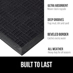 GORILLA GRIP 100% Waterproof All-Season WeatherMax Doormat 35x23, US Designed Natural Rubber, Stain and Fade Resistant, Low Profile Indoor Outdoor Door Mats, Easy Clean Patio Mat, Midnight Maze