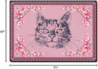 Cartoon Animal Pattern Area Rug Cute Cat Luxury Floral Decor for Carpet Farmhouse Bedroom Living Room Rugs Bathroom Kitchen Runner Mat Indoor Outdoor Non Slip Doormat 4' X 6'