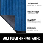 GORILLA GRIP Waterproof Traffic Guard Door Mat, 72x48, Heavy Duty Entryway Mats, Strong Rubber Back Commercial Utility Rugs for Office Hallway, Garage Floor and Home, Low Profile Carpet Runner, Blue