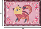 Cartoon Animal Pattern Area Rug Cute Cat Luxury Floral Decor for Carpet Farmhouse Bedroom Living Room Rugs Bathroom Kitchen Runner Mat Indoor Outdoor Non Slip Doormat 5' X 7'