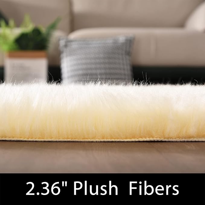 Latepis Large Area Rugs Yellow 6.7X10 Fluffy Shag Rugs Washable Faux Fur Rug for Living Room Plush Soft Fuzzy Rug for Bedroom Playroom Home Decor Rectangle