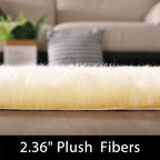 Latepis Runner Rugs for Hallway 2x8 Light Yellow Faux Sheepskin Fur Rug Fluffy Furry Rugs for Bedroom Living Room Rug Rectangle
