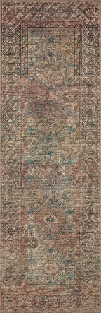 Loloi Amber Lewis Billie Collection, Aqua & Rust 2'-6" x 7'-6" Area Rug – Antique & Distressed Accent Rugs for Living Room, Bedroom, Entryway & Hallway, No Shed High Traffic Area Home Decor Rug