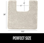 GORILLA GRIP Plush Absorbent Shaggy Chenille Bath Rug Mat for Square Toilet Base with Rubber Backing, Machine Washable Rugs, Soft Microfiber Contour Mats for Toilets, Bathroom Decor, Ivory
