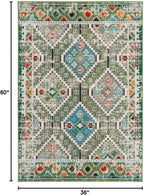 SAFAVIEH Madison Collection Accent Rug - 3' x 5', Green & Beige, Boho Diamond Distressed Design, Non-Shedding & Easy Care, Ideal for High Traffic Areas in Entryway, Living Room, Bedroom (MAD418Y)