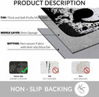 Music Notes Bath Mats for Bathroom Vintage Design Grunge Art Black Ground Silhouette Ink Splatter Floor Bath Rugs Machine Washable Bathmat Carpet Rug Room Decor for Shower Floor 16 X 24 inch Mat