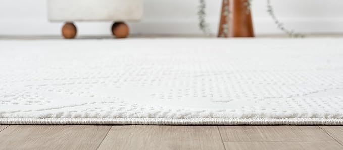 Adel Modern Area Rug for Living Room, 5x7 Rustic Distressed Abstract Cream Neutral Rug, Medium Pile Stain Resistant Carpet for Bedroom, Dining Room or Kitchen (5' x 7', Cream)