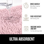 GORILLA GRIP Plush Absorbent Shaggy Chenille Bath Rug Mat for Oval Toilet Base with Rubber Backing, Machine Washable Rugs, Soft Microfiber Contour Mats for Toilets, Bathroom Decor, Lt Pink