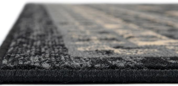 Unique Loom Taftan Collection Border Geometric Tribal Inspired Design Area Rug (2' 2 x 8' 2 Runner, Black/ Gray)