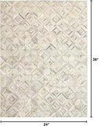 Premium Diamond Patterned Leather Area Rug - 2X3 ft - White- Luxury Non Slip Floor Accent for Dining Room, Living Room, Entryway, Elegant Collection Indoor Carpet