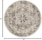 RUGGABLE Washable Vintage Area Rug – Kamran Hazel 6 ft Round, Stain-Resistant, Non-Slip – Medium Machine Washable Rugs for Living Room, Bedroom, Hallway, Entryway & Office–with Cushioned Pad