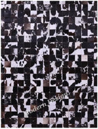 Modern Design Premium Cowhide Leather Carpet with Chevron Pattern, Area Rug (Brown/White-2, 3x5)