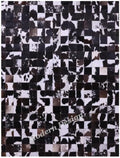 Modern Design Premium Cowhide Leather Carpet with Chevron Pattern, Area Rug (Brown/White-2, 2x3)