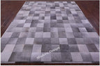 Modern Design Premium Cowhide Leather Carpet with Chevron Pattern, Area Rug (Grey, 5x8)