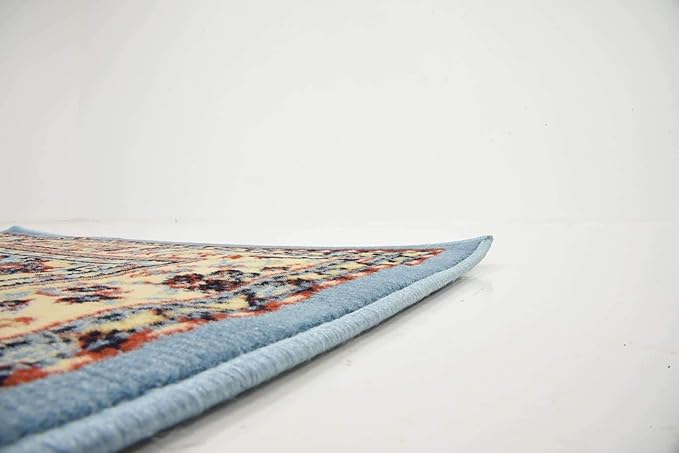 Unique Loom Reza Collection Traditional Persian Style Area Rug, Runner 3' 0" x 16' 5", Light Blue/Ivory