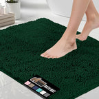 GORILLA GRIP Bath Rug Mat 30x20, Thick Soft Absorbent Chenille, Quick Dry Microfiber Mats, Rubber Backing Washable Shower Floor Rugs, US Designed Bathroom Bathmat Home Decor Accessories, Hunter Green