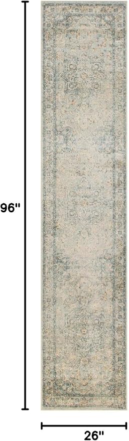 Nourison Home Astra Machine Washable Light Blue 2'2" x 8' Area Rug - Easy Clean, Non Shedding, Bed Room, Living Room, Dining Room, Kitchen (8' Runner)