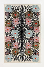 Bold Floral Hand-Tufted Wool Rug 8x11 Ft – Vintage-Style Area Carpet with Modern Botanical Pattern for Living Room, Bedroom, Nursery, Cottagecore Décor, Soft Wool Pile, Cotton Backing