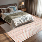GLN Rugs Contemporary Collection - Machine Washable Area Rug, Contemporary Washable, Non Slip, Low Pile Chenille Rug, Living Room, Bedroom, Kitchen Rug (4' x 6' Orange Beige)