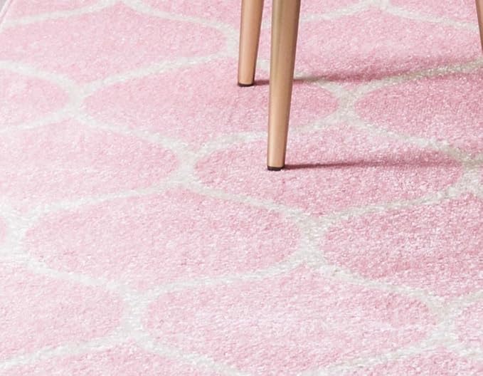 Rugs.com Lattice Frieze Collection Rug – 6' Square Light Pink Medium Rug Perfect for Living Rooms, Kitchens, Entryways