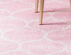 Rugs.com Lattice Frieze Collection Rug – 3' Round Light Pink Medium Rug Perfect for Kitchens, Dining Rooms