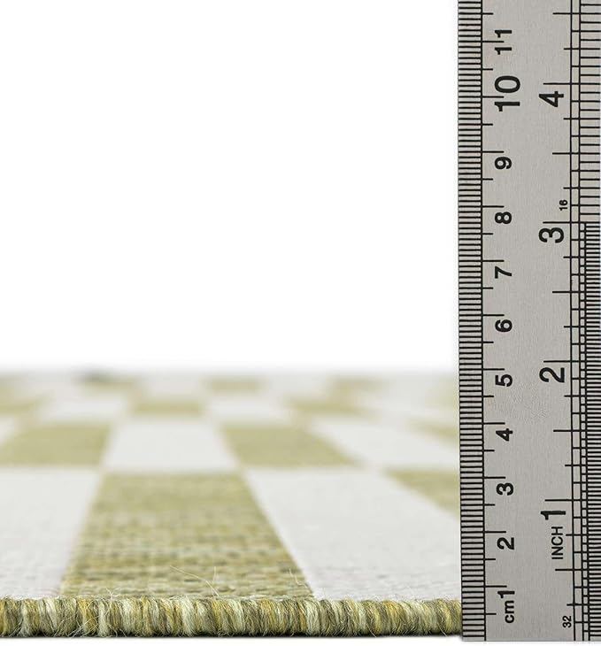 Unique Loom Outdoor Striped Collection Area Rug - Striped (10' x 13' 1" Rectangle Green/Ivory)