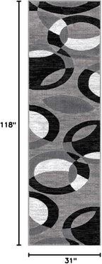 Well Woven Dulcet Bingo Grey Modern Geometric 2'7" x 9'10" Runner Rug