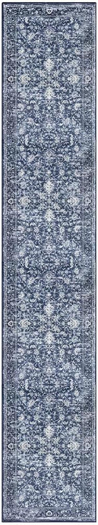KILOCOCO Runner for Hallway 2.6x14 Runner Rug Printed Vintage Floral Washable Rug Kitchen Runners Soft Non-Slip Low Pile Hallway Runners Laundry Room Distressed Boho Rugs, Blue
