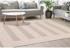 6x9 Rug with Modern Striped Pattern, Stylish Neutral Area Rug in Beige and Cream, Durable Low Pile Decorative Carpet for Living, Dining, or Bedroom