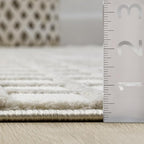 Abani Cream Grid Textured Area Rug - 5 x 8' - Chunky, Plush and Soft Washable Carpet - Perfect for Living Room & Bedroom - Plush Deco Collection