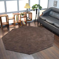 Hand Knotted Loom Wool ECO-Friendly Area Rugs - 6'x6', Octagon, Brown Color, Solid Plain Design, High Pile Thick Handmade Anti Skid Area Rugs for Living Room, Bed Room (L00111)