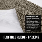 Gorilla Grip Shaggy Chenille Bath Rug Mat for Toilet Base, Machine Washable, Microfiber Dries Quickly, Plush Absorbent Contour Mats for Toilets, Bathroom Decor, Oval U-Shape, 22'' x 19'' x 15'', Latte