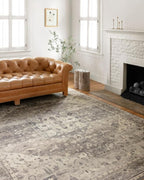 Loloi Hathaway Collection HTH-05 Steel/Ivory 3'-6" x 5'-6", .25" Thick Accent Rug, Soft, Durable, Printed, Modern, Low Pile, Non-Shedding, Easy Clean, Living Room Rug