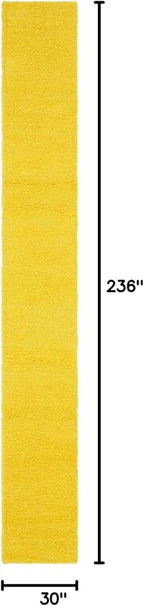Unique Loom Solid Shag Collection Area Rug (2' 6" x 19' 8" Runner, Tuscan Sun Yellow)