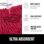 GORILLA GRIP Plush Absorbent Shaggy Chenille Bath Rug Mat for Oval Toilet Base with Rubber Backing, Machine Washable Rugs, Soft Microfiber Contour Mats for Toilets, Bathroom Decor, Red