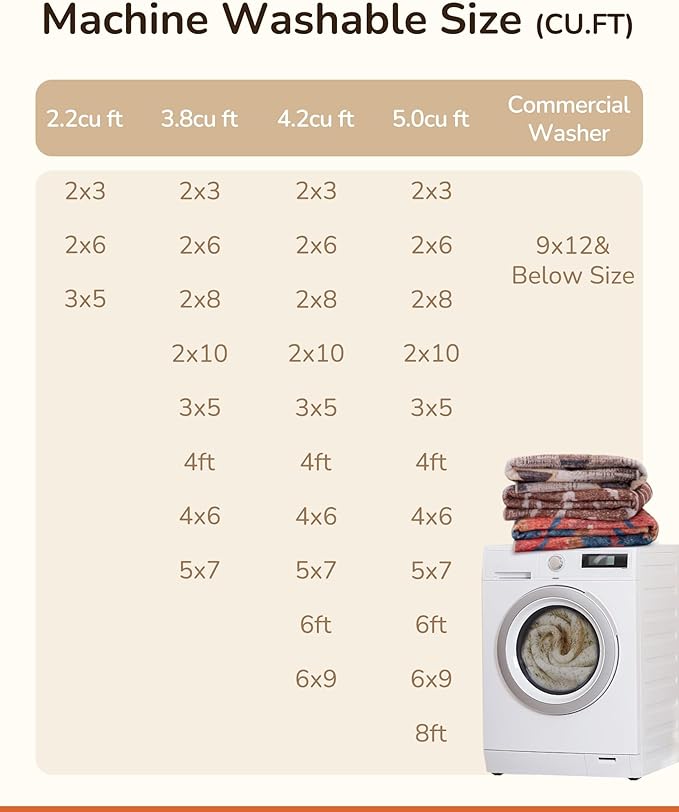 Area Rug 6x8 Rug Machine Washable Non-Slip Low Pile Print Pattern Western Rug for Living Room Bedroom Entryway Tribal Series-Cream/Camel